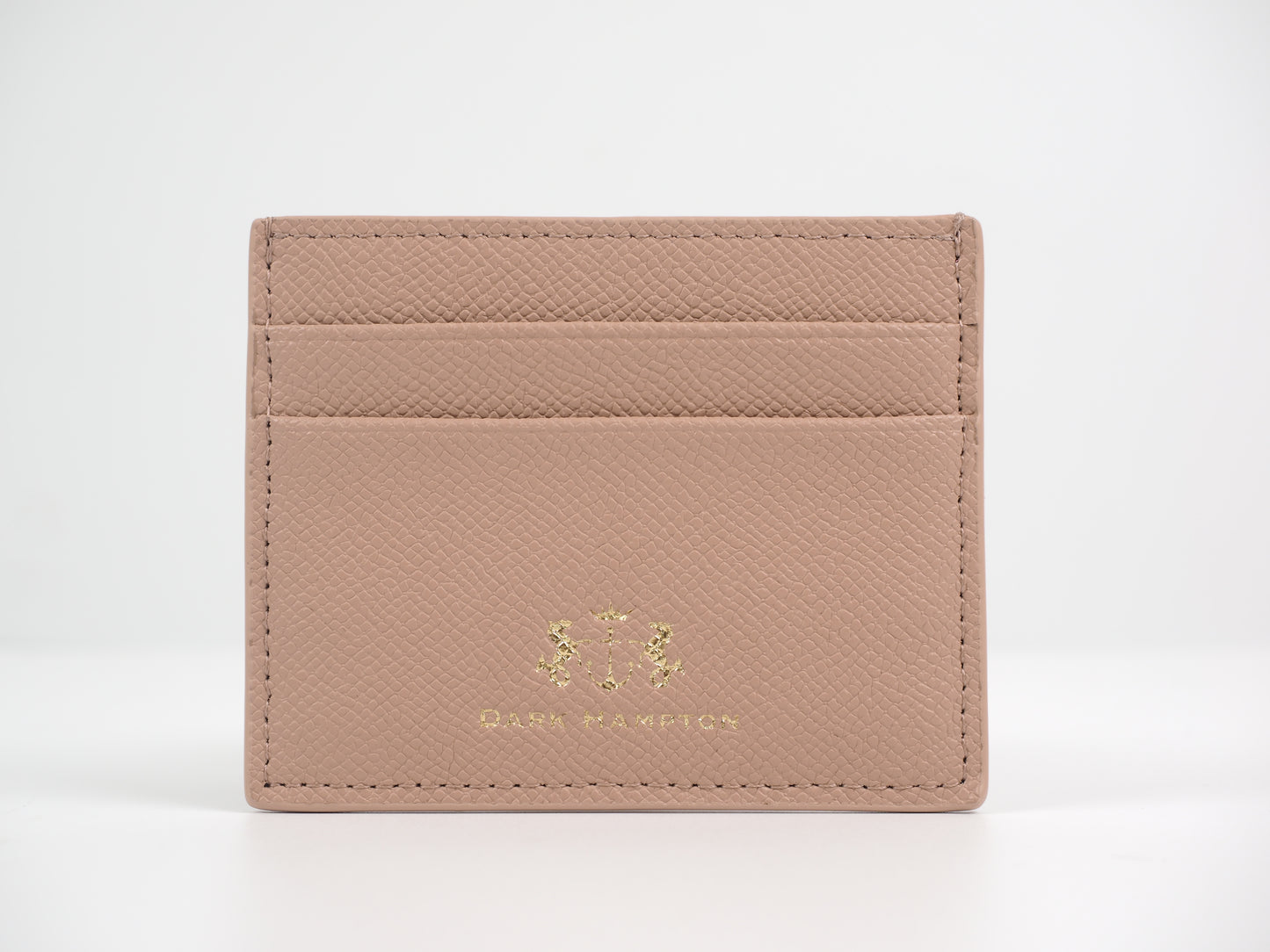 Light brown Dark Hampton Leather Cardholder (The Latte) with gold Dark Hampton logo displayed against a neutral background.