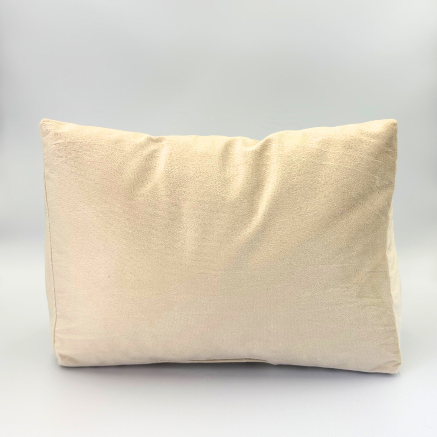 Back of a Beige Handbag Shaper on a grey background